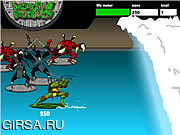 Флеш игра онлайн Черепашки-Ниндзя - Канализационного Серфинга Разборки / Teenage Mutant Ninja Turtles - Sewer Surf Showdown