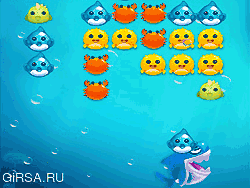 Флеш игра онлайн Матч 3, акула ест рыбок