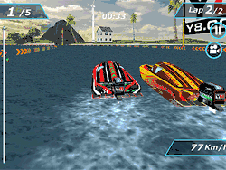 Флеш игра онлайн Гонки на скоростной лодке webgl / Speedboat Racing Webgl