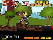 Флеш игра онлайн Приключения Губки Боба / Spongebob Bike Obstacle Challenge 
