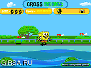 Флеш игра онлайн Губка Боб пересекает реку / SpongeBob Cross The River 