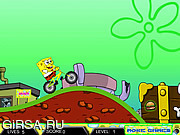 Флеш игра онлайн Велосепедист Спанч Боб / SpongeBob Drive 