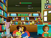 Флеш игра онлайн Поцелуи в Библиотеке