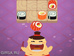 Флеш игра онлайн Накормить борца сумо  / Sumo Sushi Puzzle