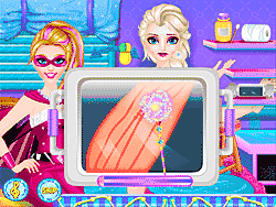 Флеш игра онлайн Супер барби спасает Эльзу / Super Barbie rescue Elsa Doctor