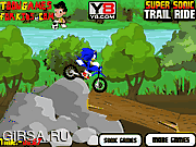 Флеш игра онлайн Супер путешествие Соника на мотоцикле / Super Sonic Trail Ride