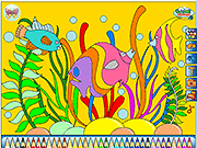 Флеш игра онлайн Тропические Рыбы Раскраска