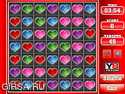 Флеш игра онлайн Сердца влюбленных Матч 3 / Valentine's Hearts Match 3