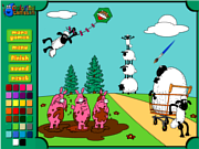 Флеш игра онлайн Разукрась овец / Wild Sheep Coloring 