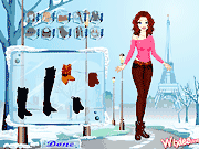 Флеш игра онлайн Зима в Париже одеваются / Winter in Paris Dressup