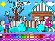 Флеш игра онлайн Зимняя Прогулка-Раскраска / Winter Walk Coloring
