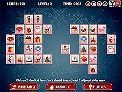 Флеш игра онлайн Рождественский маджонг 2016