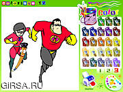 Флеш игра онлайн The Incredibles Colorbook