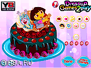 Флеш игра онлайн Декорация торта вместе с Дашей / Yum Yum Dora Cake Decor