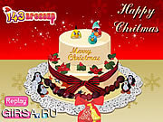 Флеш игра онлайн Вкусный торт Рождественский декор